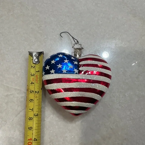 Vintage Christopher Radko Handmade Patriotic Heart Ornament - Picture 8 of 8